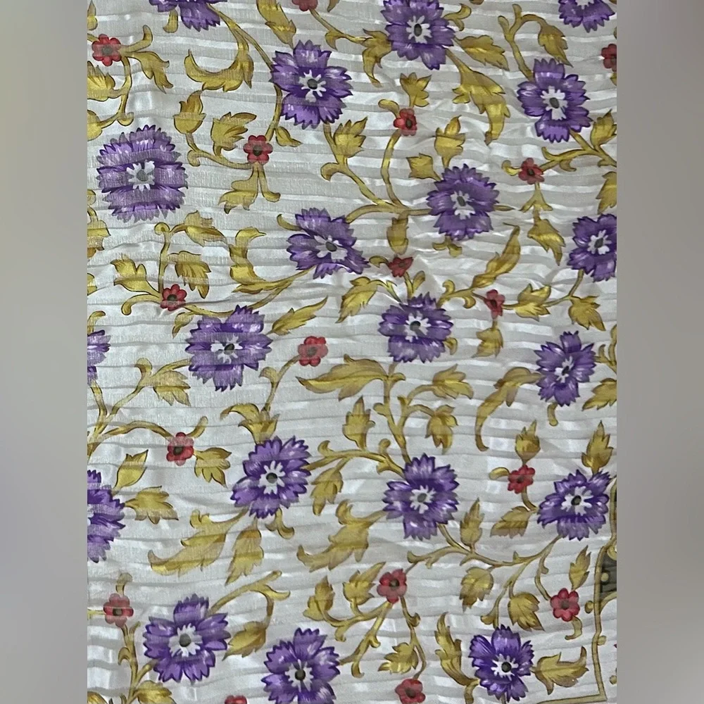 Givenchy NEW! 100% SILK scarf purple green floral striped original Tag Luxury - Picture 4 of 8